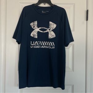 Under Armour Men’s Navy Short-Sleeve Performance Tee with Large Logo